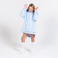 Warmpies kids babyblauw fleece deken hoodie